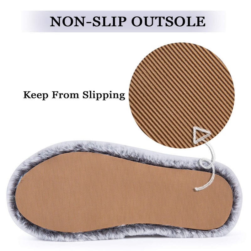 DL Fluffy Womens Cross Band Open Toe Soft Plush Fleece Bedroom Slippers - Memory Foam Comfy Non-Slip Fuzzy Indoor Slippers - Pink, Gray, Black, White - Image 5